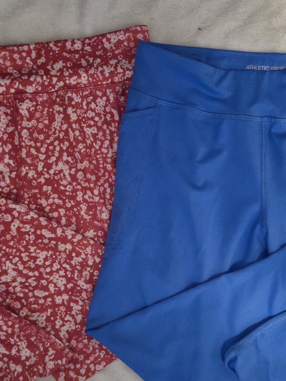 2 Pairs Of KIDS Athletic Blue And Red Leggings
